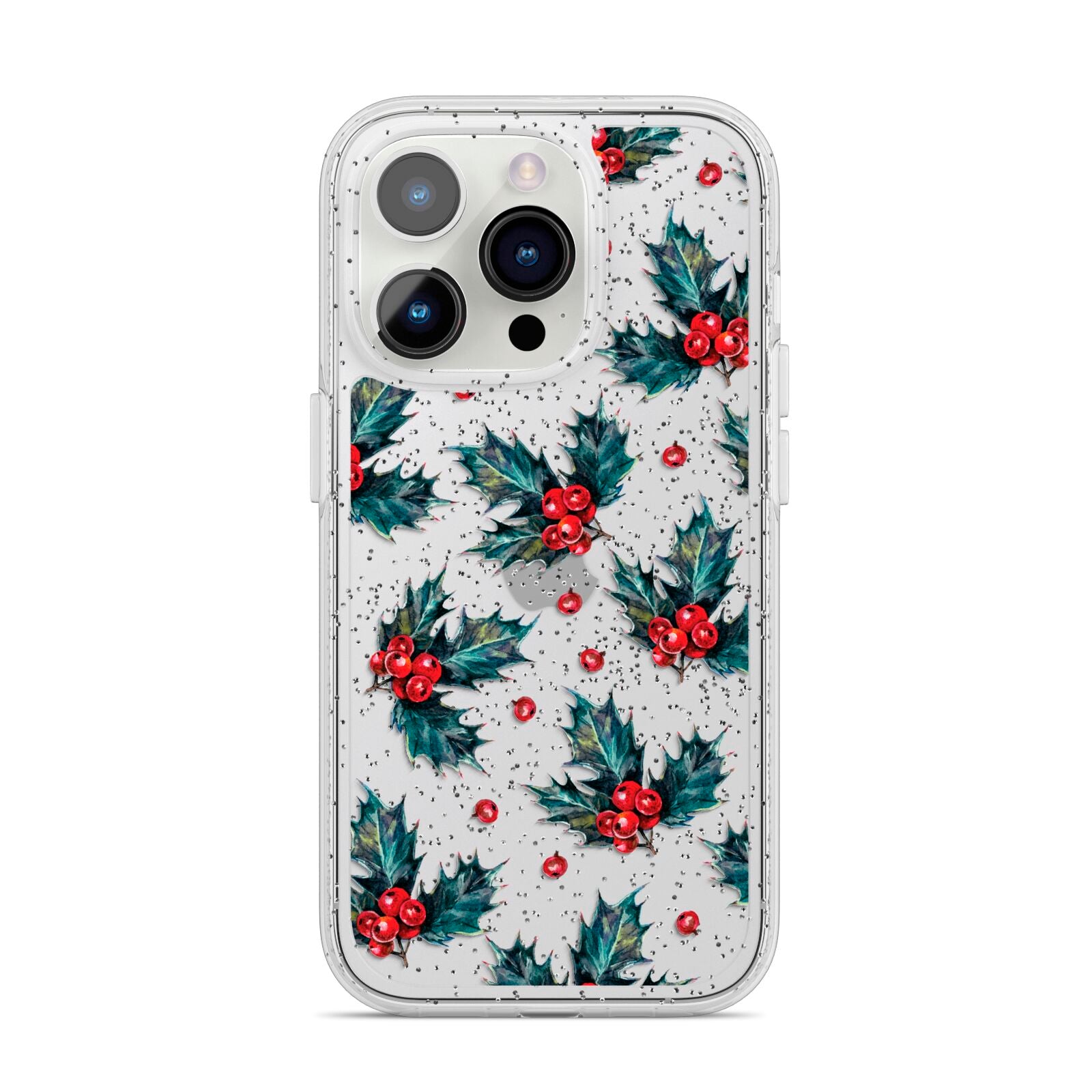 Holly berry iPhone 14 Pro Glitter Tough Case Silver