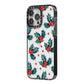 Holly berry iPhone 14 Pro Max Black Impact Case Side Angle on Silver phone