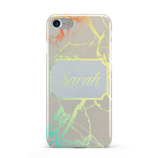 Holographic Marble White Personalised Apple iPhone Case