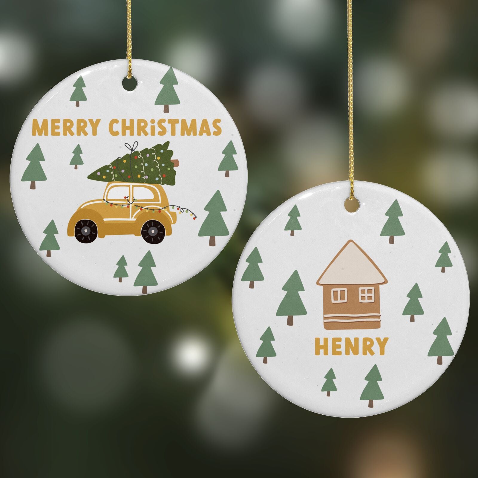 Home for Christmas Round Decoration on Christmas Background