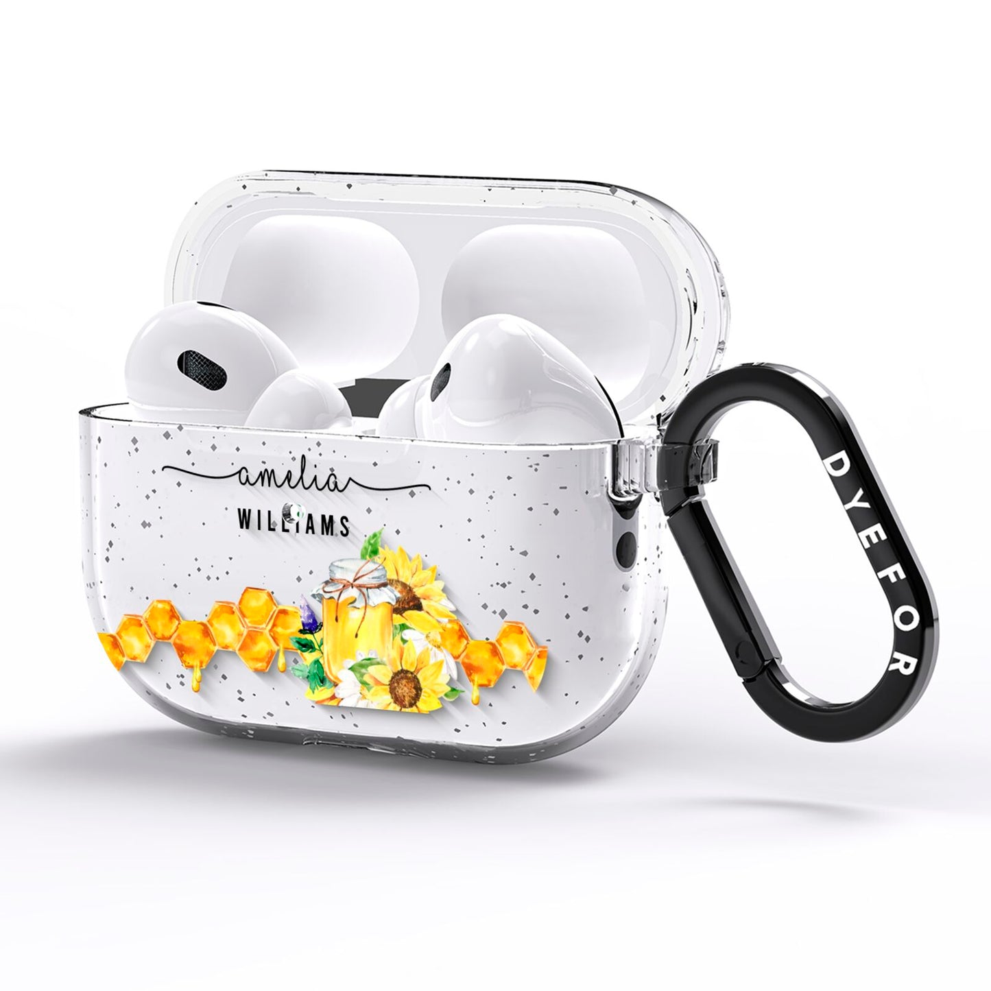 Honey Personalised Names AirPods Pro Glitter Case Side Image