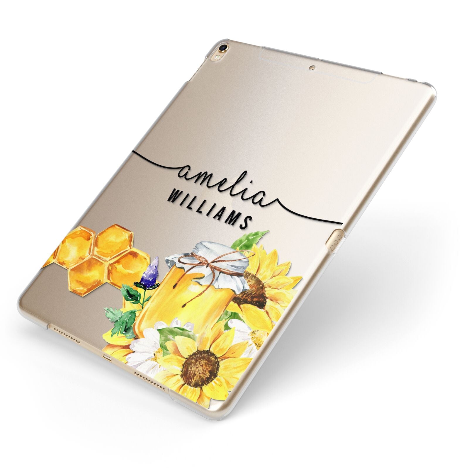 Honey Personalised Names Apple iPad Case on Gold iPad Side View