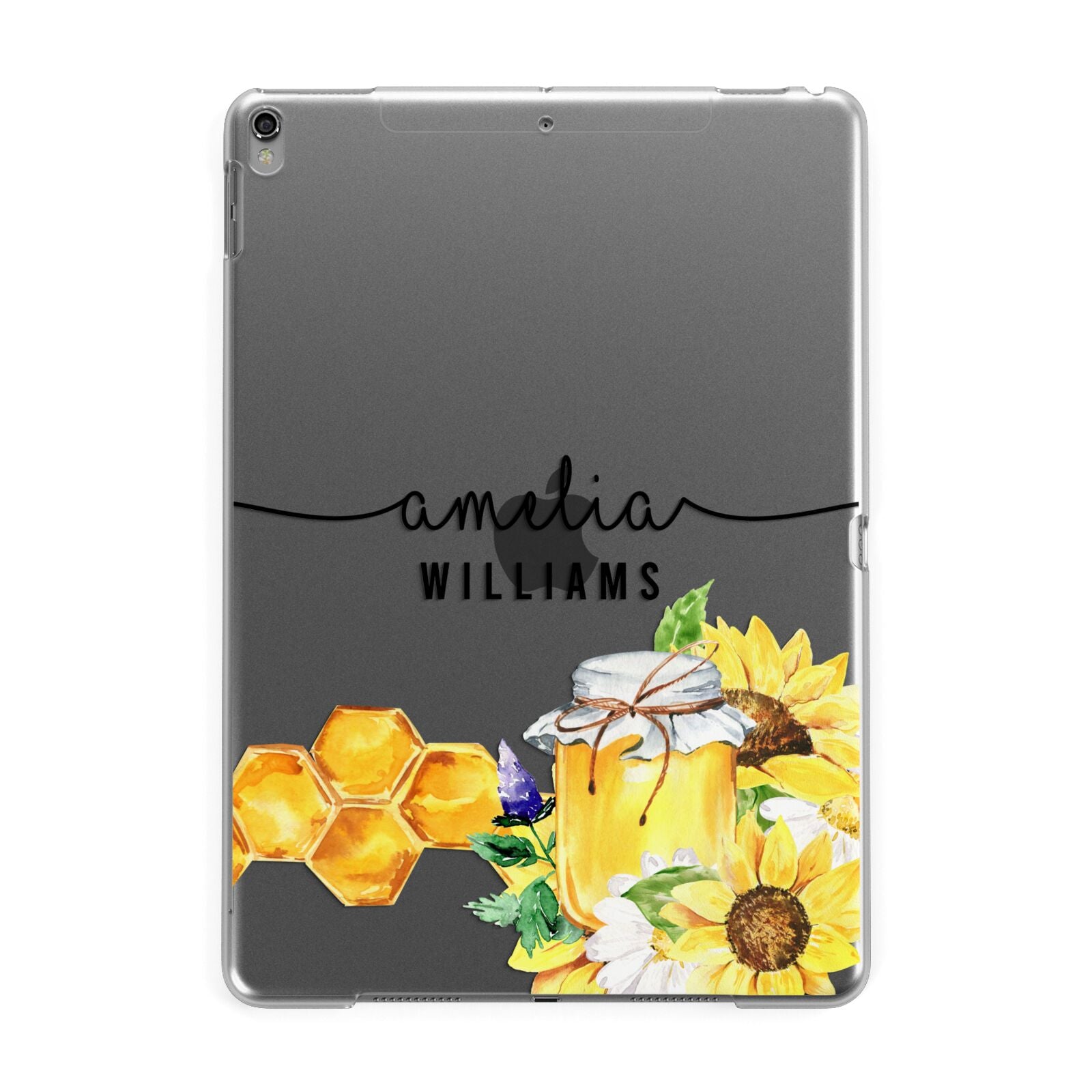 Honey Personalised Names Apple iPad Grey Case