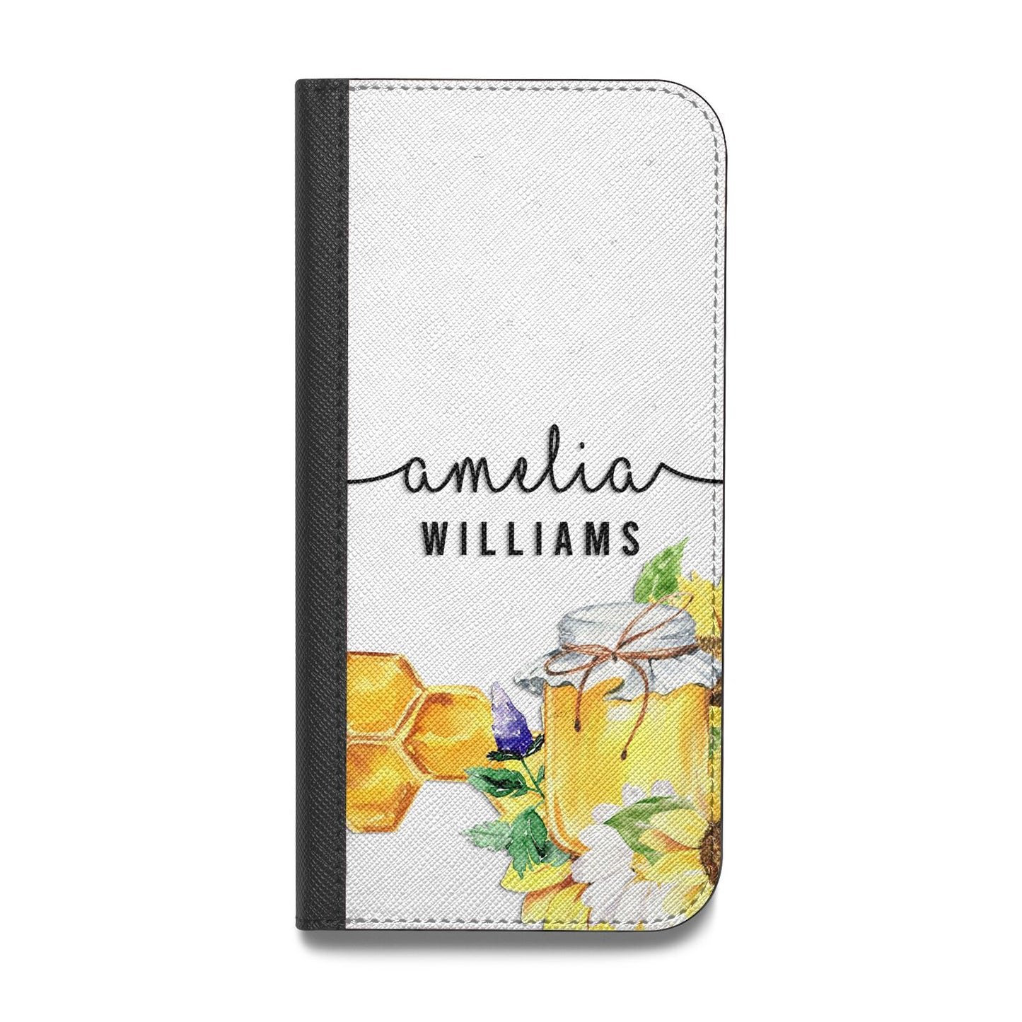Honey Personalised Names Vegan Leather Flip Samsung Case
