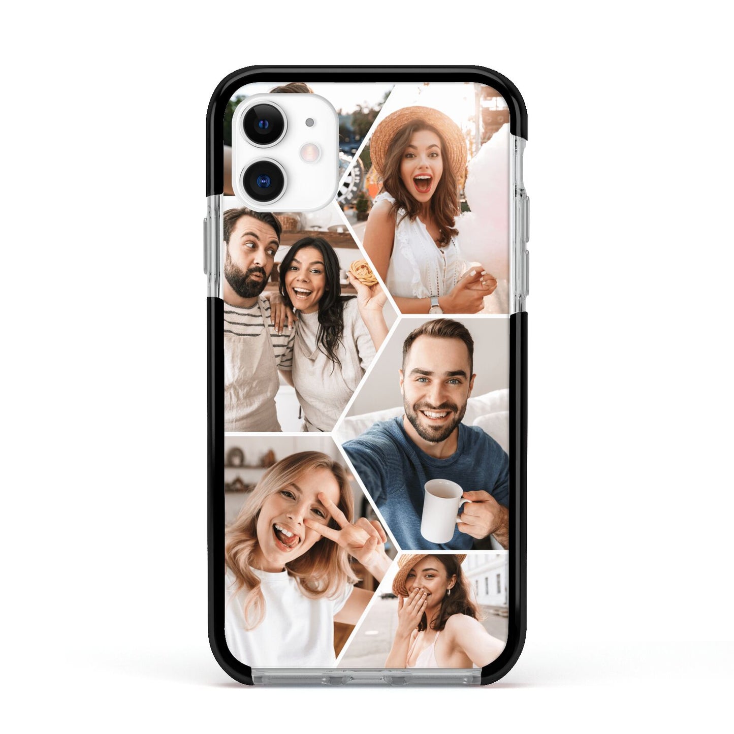 Honeycomb Photo Apple iPhone 11 in White with Black Impact Case