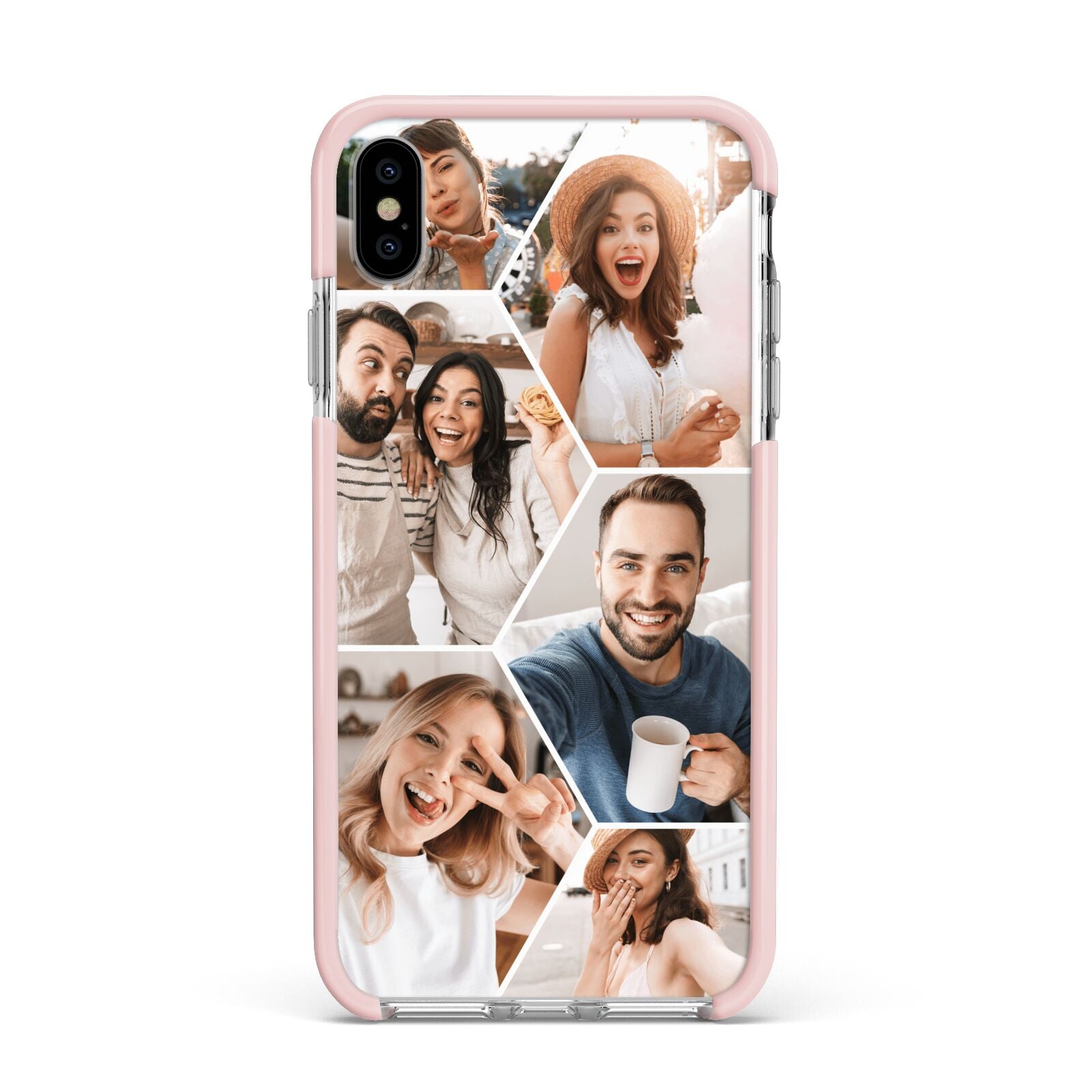 Honeycomb Photo Apple iPhone Xs Max Impact Case Pink Edge on Silver Phone