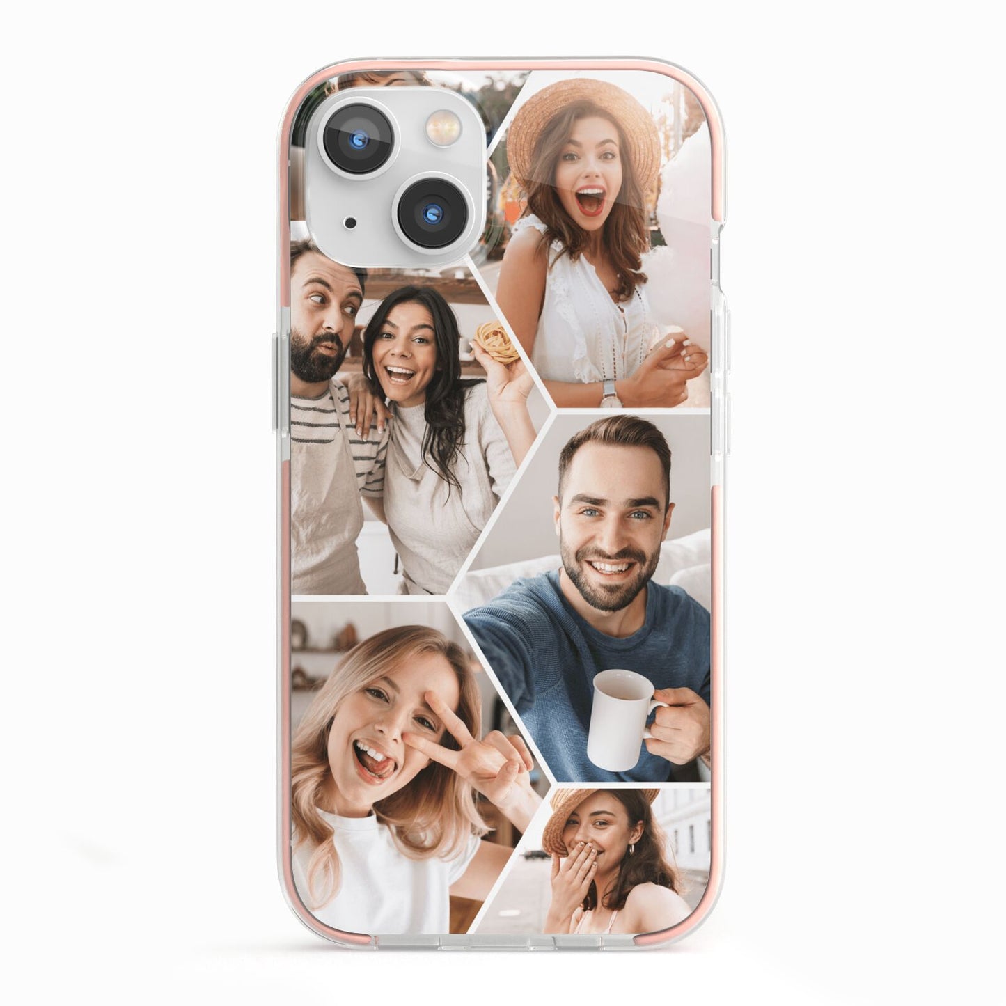 Honeycomb Photo iPhone 13 TPU Impact Case with Pink Edges