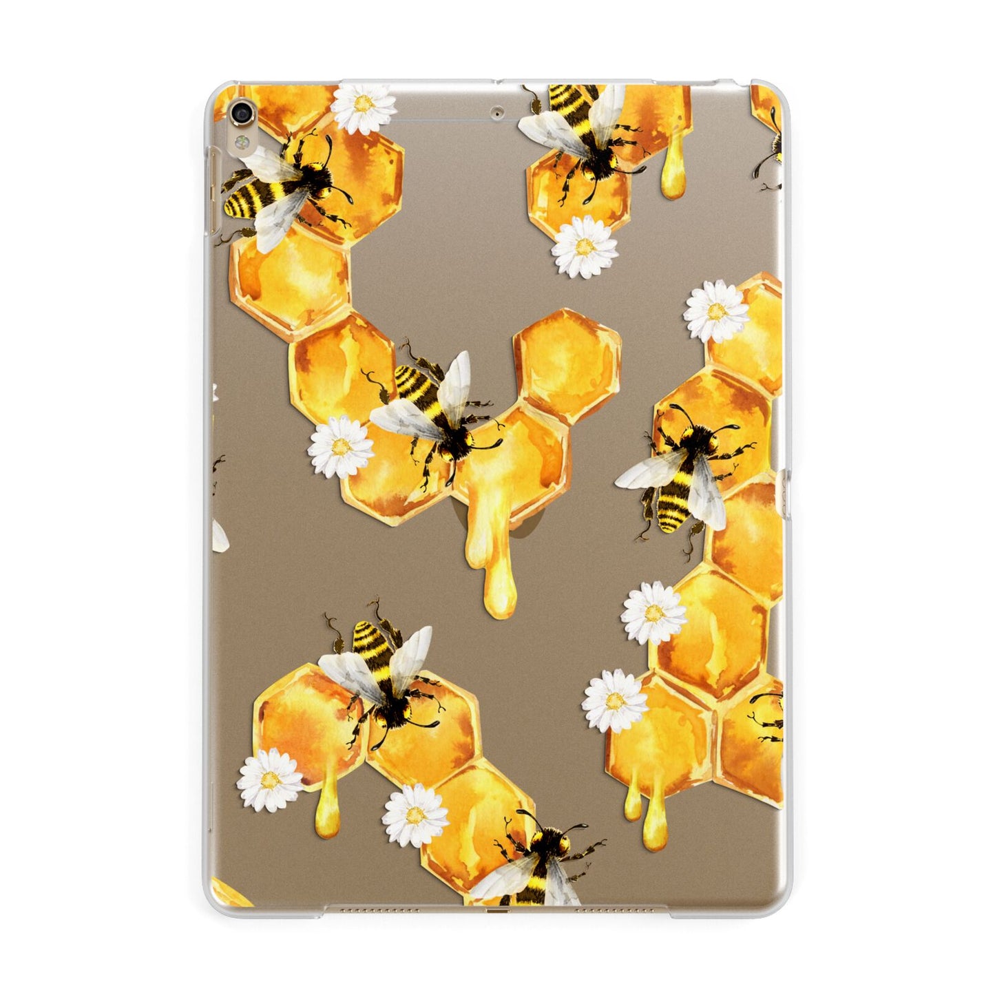 Honeycomb with Bees and Daisies Apple iPad Gold Case