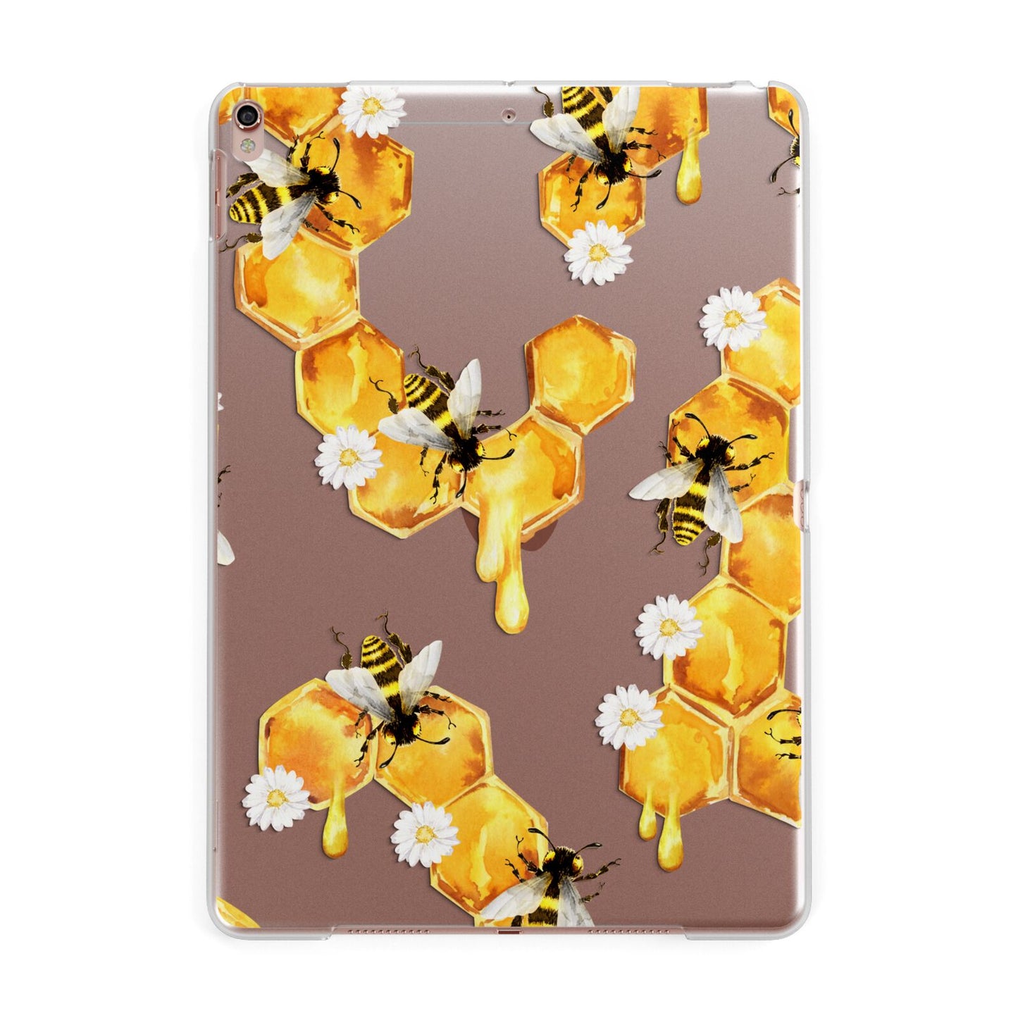Honeycomb with Bees and Daisies Apple iPad Rose Gold Case