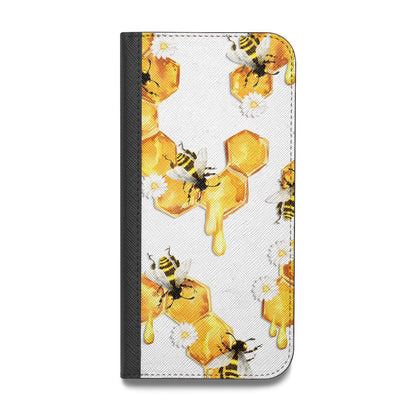 Honeycomb with Bees and Daisies Vegan Leather Flip Samsung Case