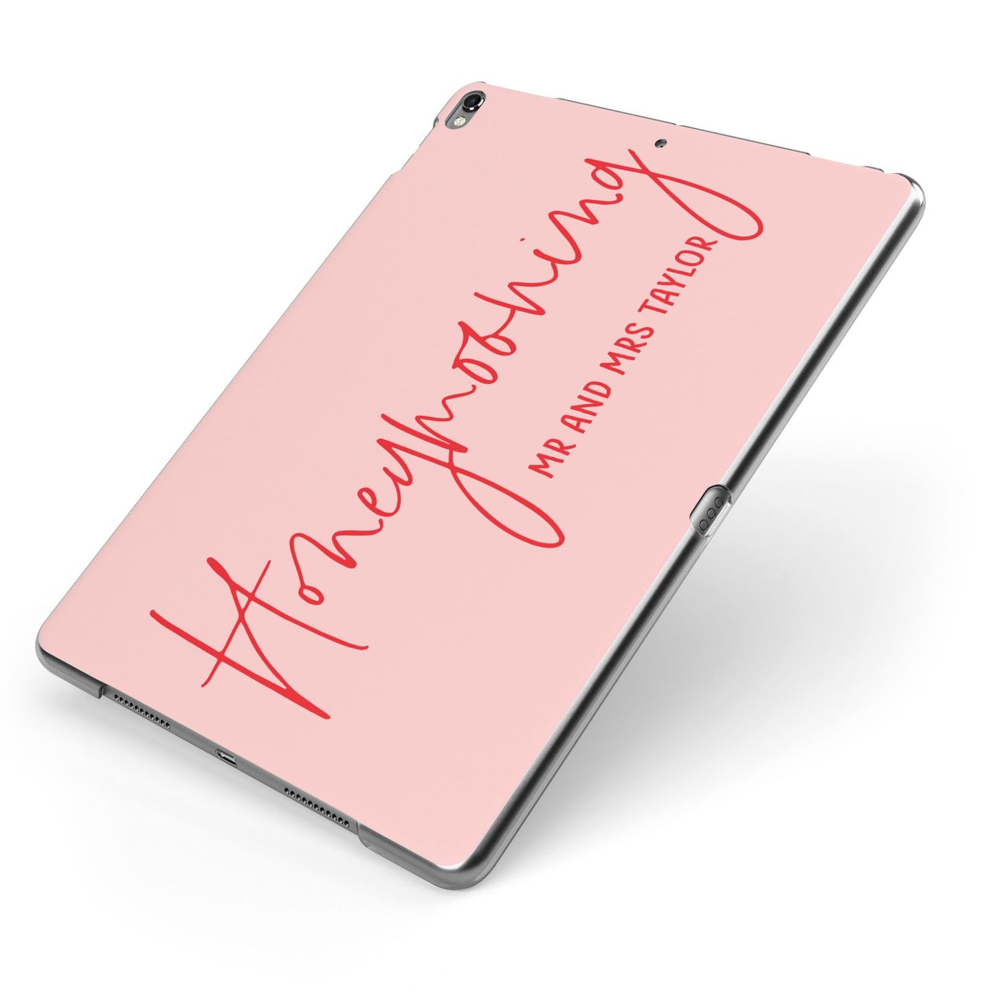 Honeymooning Apple iPad Case on Grey iPad Side View