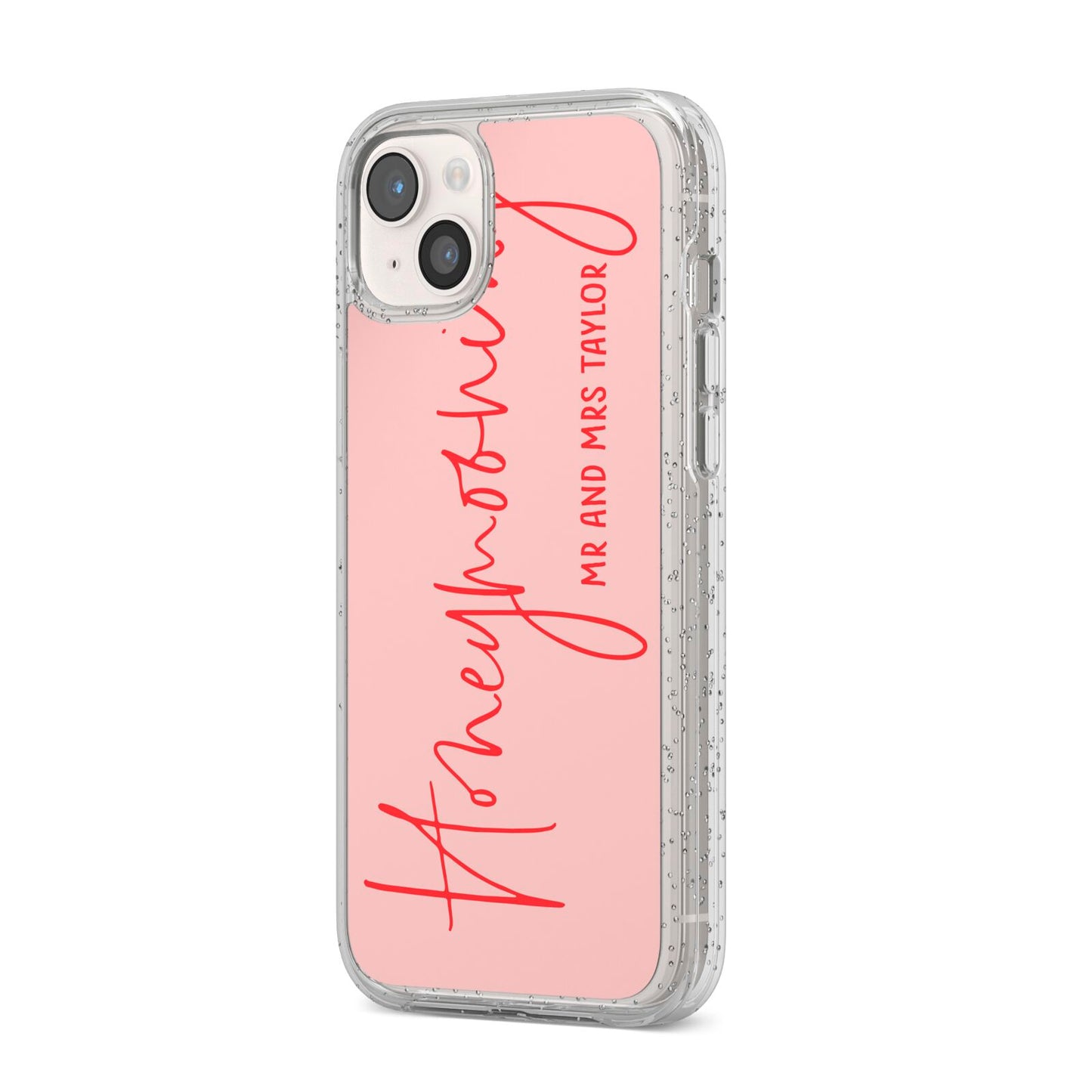 Honeymooning iPhone 14 Plus Glitter Tough Case Starlight Angled Image