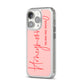 Honeymooning iPhone 14 Pro Clear Tough Case Silver Angled Image