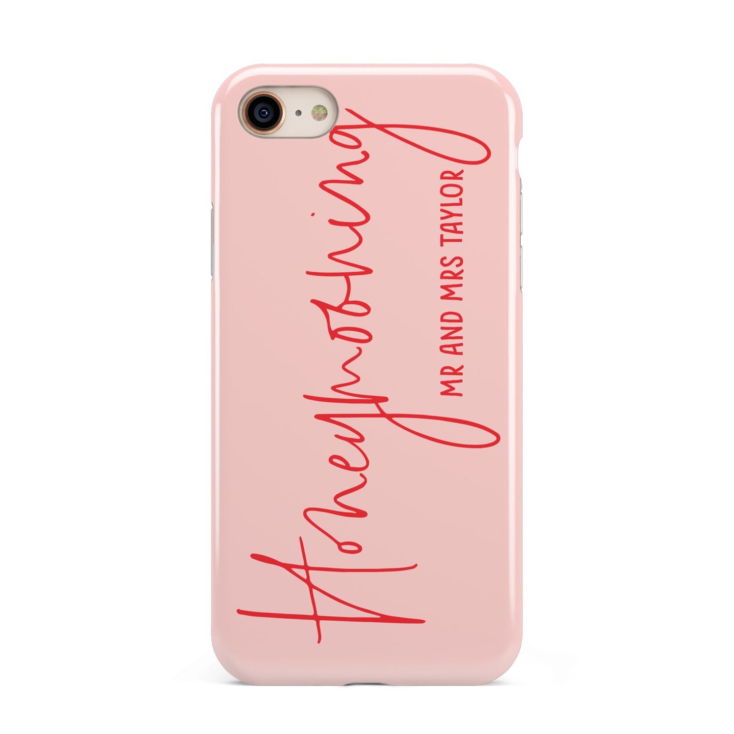 Honeymooning iPhone 8 3D Tough Case on Gold Phone