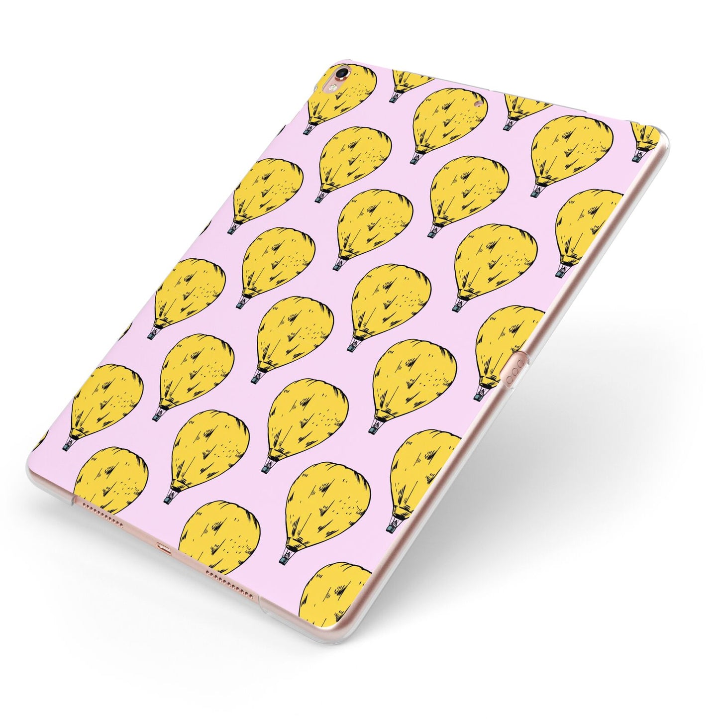 Hot Air Balloon Apple iPad Case on Rose Gold iPad Side View