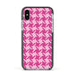 Houndstooth Apple iPhone Xs Impact Case Black Edge on Silver Phone