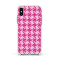 Houndstooth Apple iPhone Xs Impact Case White Edge on Silver Phone