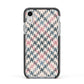 Houndstooth Fabric Effect Apple iPhone XR Impact Case Black Edge on Silver Phone