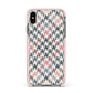 Houndstooth Fabric Effect Apple iPhone Xs Max Impact Case Pink Edge on Black Phone