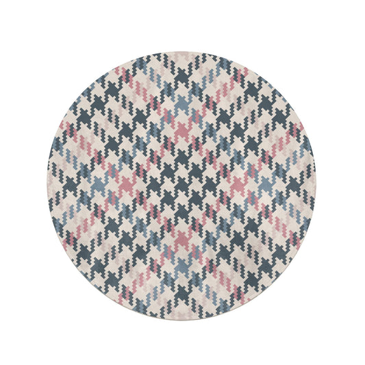 Houndstooth Fabric Effect Round Beach Towel