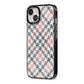 Houndstooth Fabric Effect iPhone 13 Black Impact Case Side Angle on Silver phone