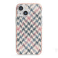 Houndstooth Fabric Effect iPhone 13 Mini TPU Impact Case with Pink Edges