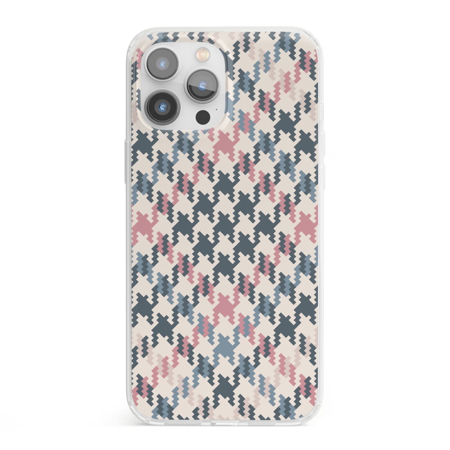 Houndstooth Fabric Effect iPhone 13 Pro Max Clear Bumper Case