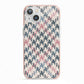Houndstooth Fabric Effect iPhone 13 TPU Impact Case with Pink Edges