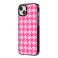 Houndstooth iPhone 14 Plus Black Impact Case Side Angle on Silver phone