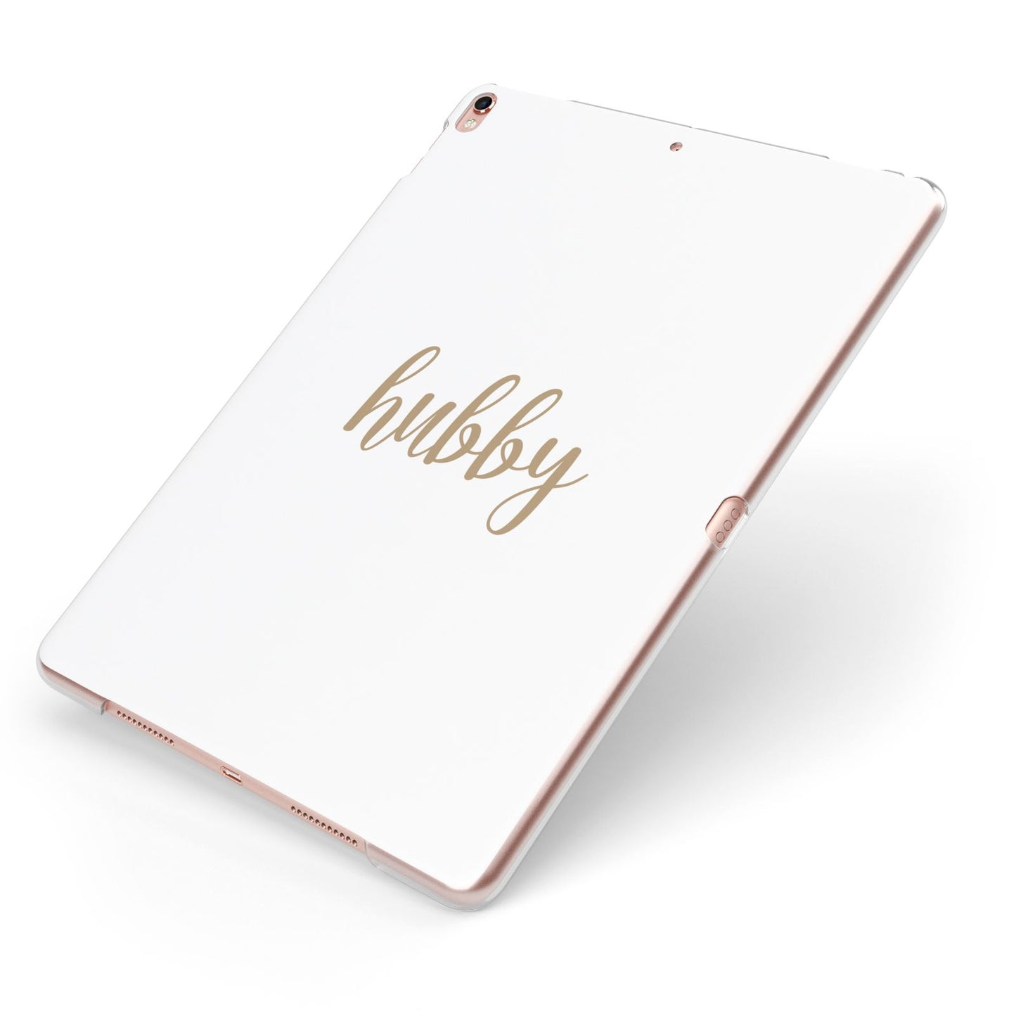 Hubby Apple iPad Case on Rose Gold iPad Side View