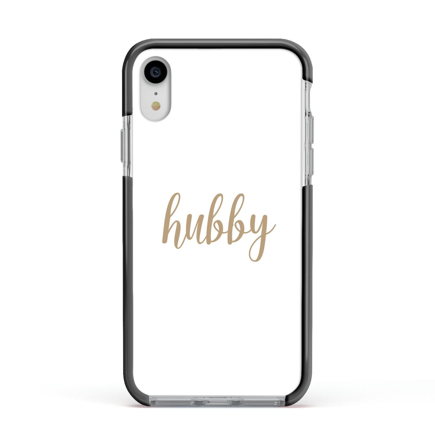 Hubby Apple iPhone XR Impact Case Black Edge on Silver Phone