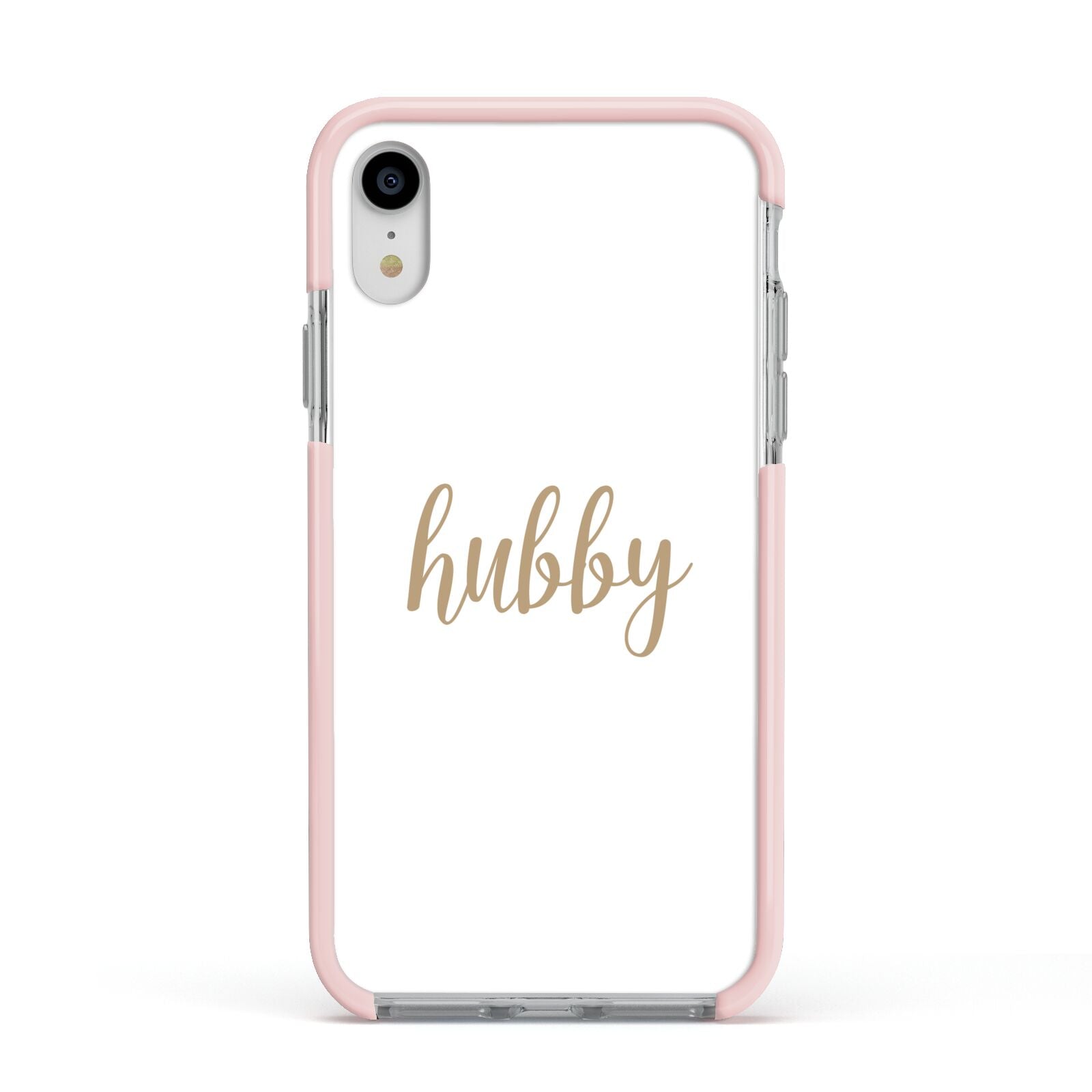 Hubby Apple iPhone XR Impact Case Pink Edge on Silver Phone