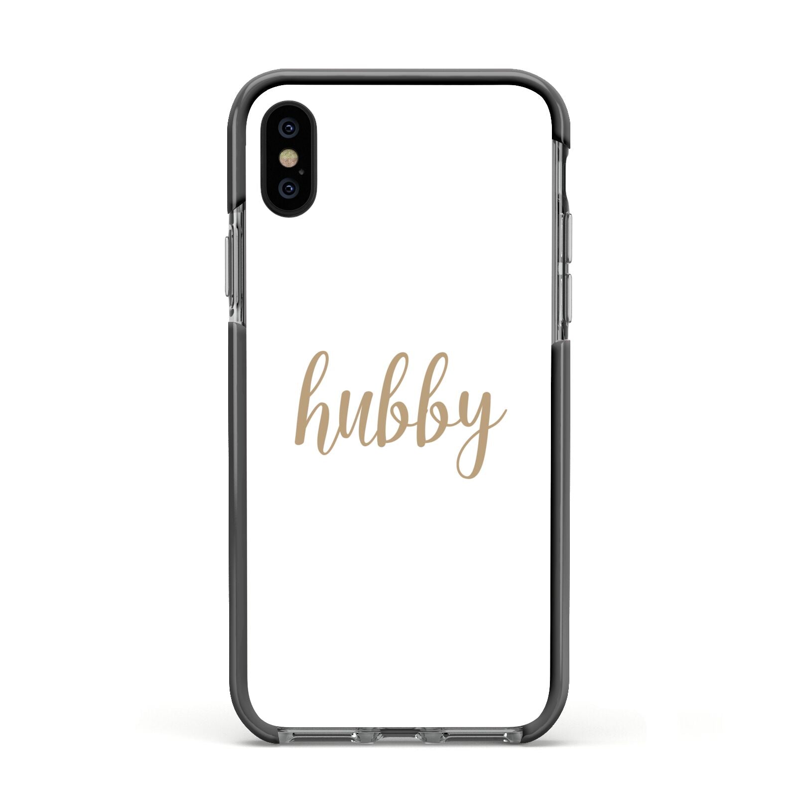 Hubby Apple iPhone Xs Impact Case Black Edge on Black Phone
