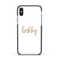 Hubby Apple iPhone Xs Impact Case Black Edge on Gold Phone