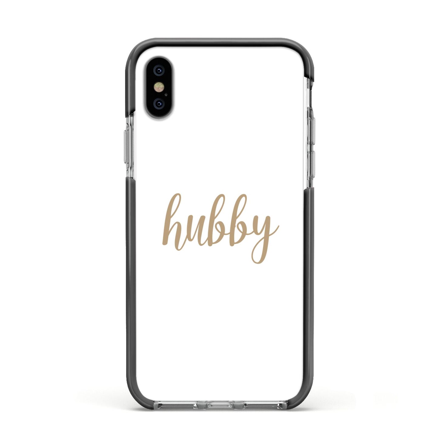 Hubby Apple iPhone Xs Impact Case Black Edge on Silver Phone