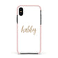 Hubby Apple iPhone Xs Impact Case Pink Edge on Black Phone