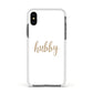 Hubby Apple iPhone Xs Impact Case White Edge on Black Phone