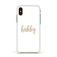 Hubby Apple iPhone Xs Impact Case White Edge on Gold Phone
