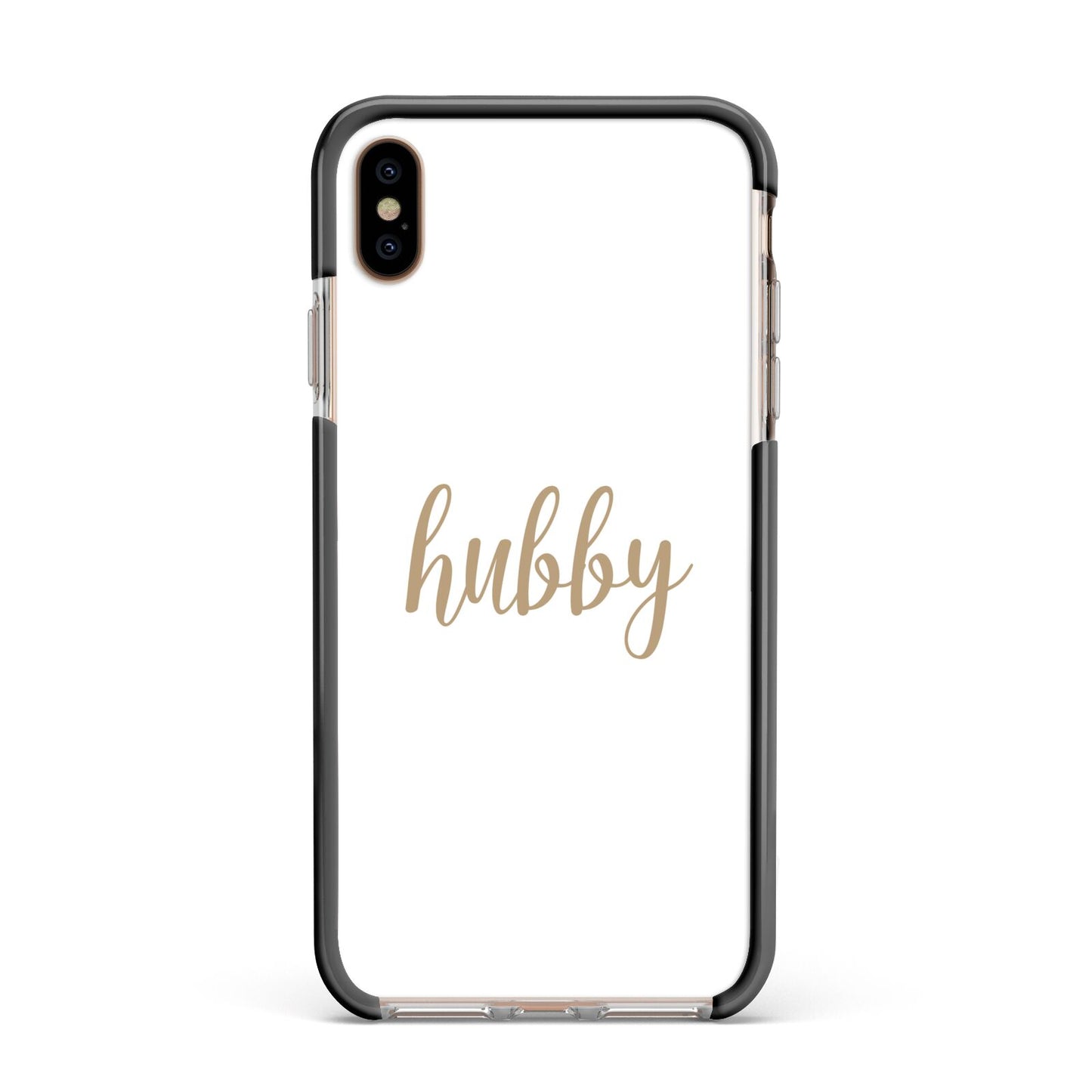 Hubby Apple iPhone Xs Max Impact Case Black Edge on Gold Phone