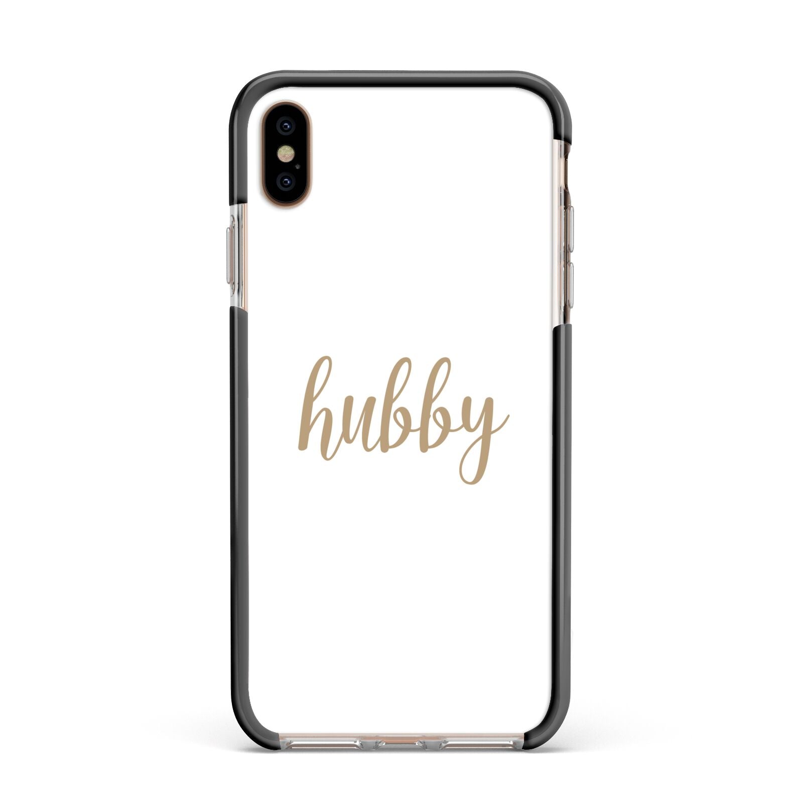 Hubby Apple iPhone Xs Max Impact Case Black Edge on Gold Phone
