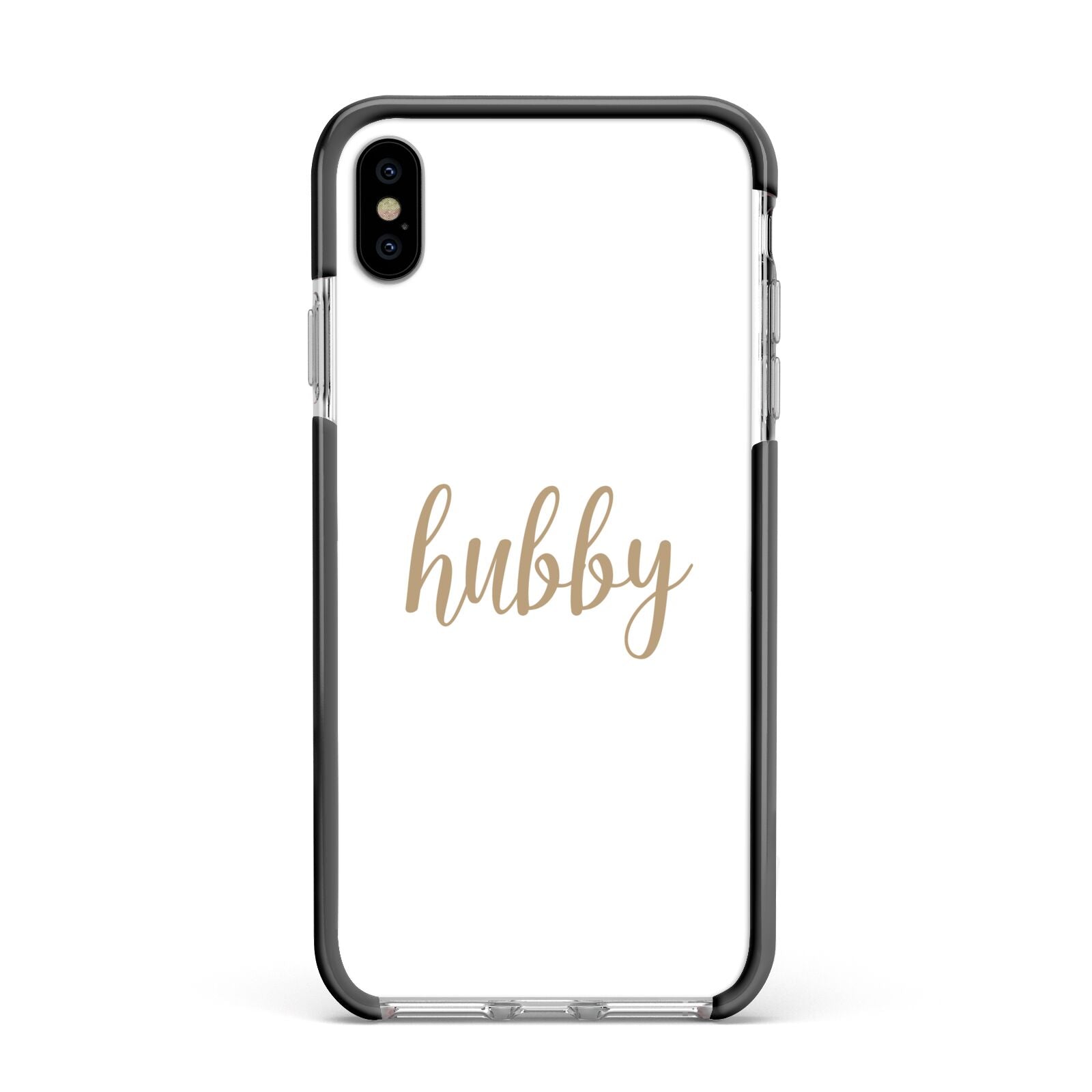 Hubby Apple iPhone Xs Max Impact Case Black Edge on Silver Phone
