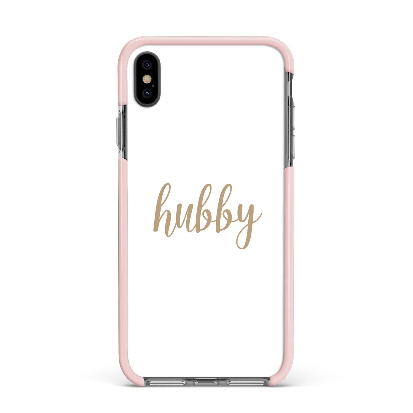 Hubby Apple iPhone Xs Max Impact Case Pink Edge on Black Phone