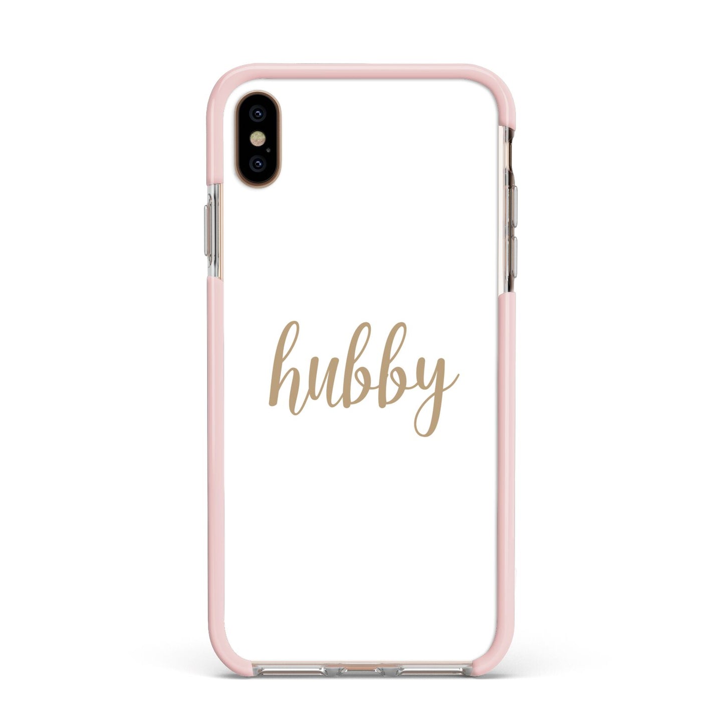 Hubby Apple iPhone Xs Max Impact Case Pink Edge on Gold Phone