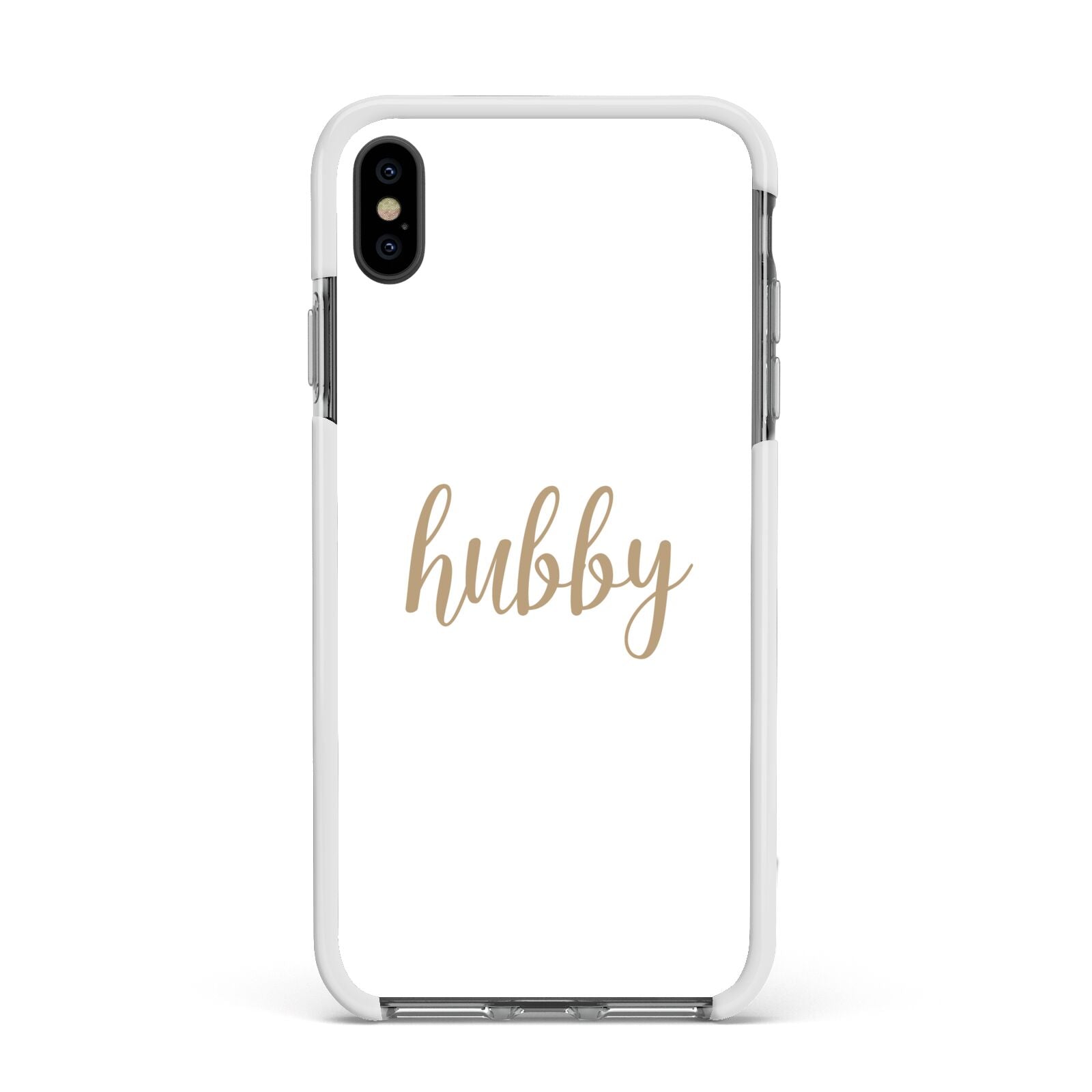 Hubby Apple iPhone Xs Max Impact Case White Edge on Black Phone