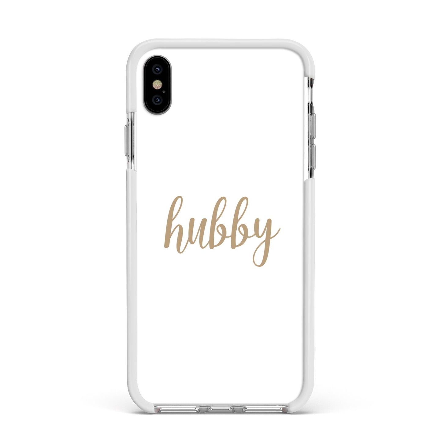 Hubby Apple iPhone Xs Max Impact Case White Edge on Silver Phone