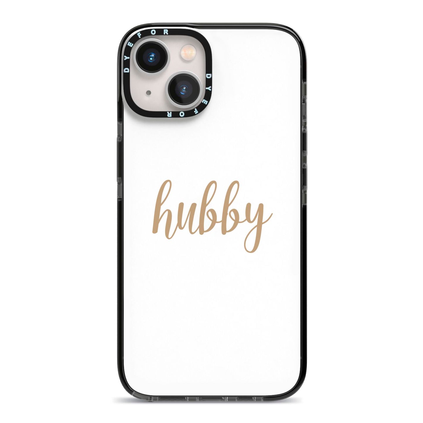 Hubby iPhone 13 Black Impact Case on Silver phone