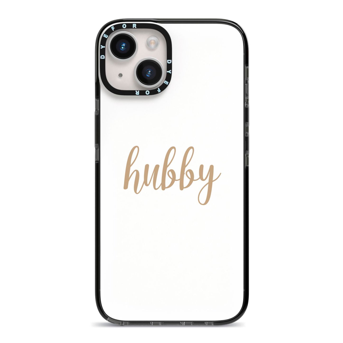 Hubby iPhone 14 Black Impact Case on Silver phone