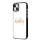 Hubby iPhone 14 Plus Black Impact Case Side Angle on Silver phone