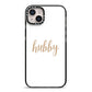 Hubby iPhone 14 Plus Black Impact Case on Silver phone
