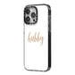 Hubby iPhone 14 Pro Max Black Impact Case Side Angle on Silver phone